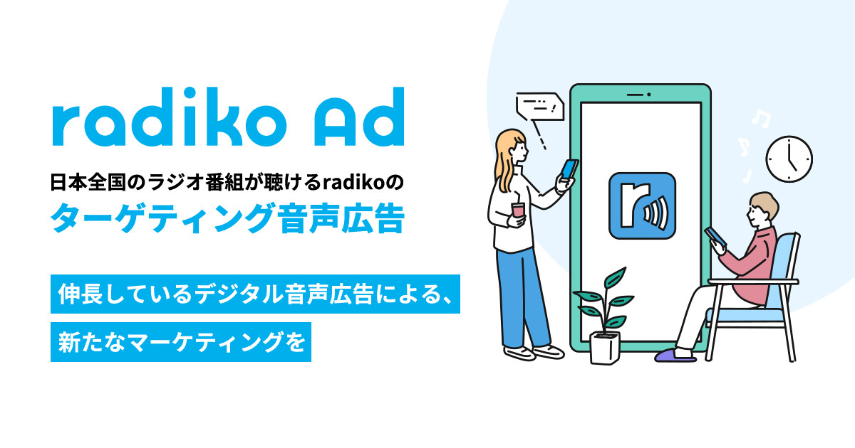 日本全国のラジオ番組が聴ける radiko の  ターゲティング音声広告「radiko Ad」に関する情報をまとめた  ビジネスサイト『radiko for business』を開設